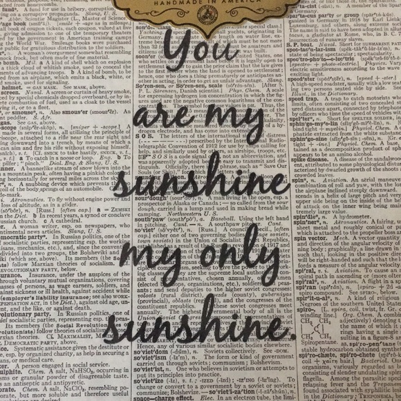 Vintage Dictionary Art “You Are My Sunshine My Only Sunshine” - Picture 3 of 5